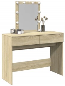 sonoma tölgy színű fésülködőasztal LED-del 100 x 40 x 130 cm