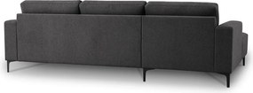 Antracitszürke zsenília sarokkanapé (bal oldali-heverő résszel) Fabian – Scandic