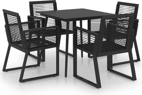 vidaXL 5 részes fekete PVC rattan kültéri étkezőgarnitúra
