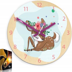 Nyírfa falióra szarvas mintával Akril Szarvas Kerek