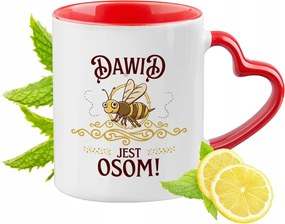 Dávidnak Piros Bögre Szív Alakú Füllel Ajándék