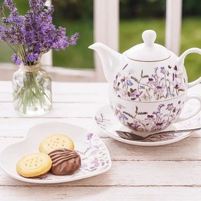 Fehér-lila porcelán teázó szett Louka – Orion