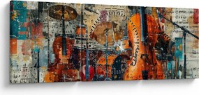 Kép - Hangszerek (órával) (90x30 cm)