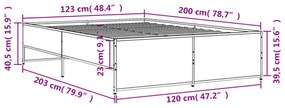 barna tölgyszínű szerelt fa és fém ágykeret 120 x 200 cm