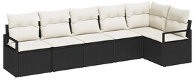Kanapé Szett 6 pcs Fekete polirattan