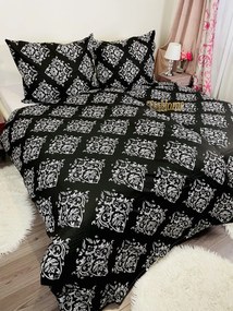 Pamut lepedők Ornament fekete TiaHome - 1x Párna 90x70cm, 1x Paplan 140x200cm