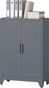 HOMCOM Fiókos Szekrény Fém Szekrény Multifunkciós Szekrény Mágneses Rácsos Kétszárnyú Ajtóval Állítható Polcú Irodai Szekrény Tároló Szekrény Tanulásr