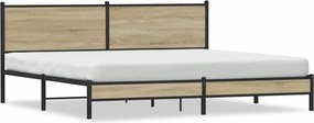 vidaXL sonoma tölgy színű fém ágykeret matrac nélkül 200 x 200 cm