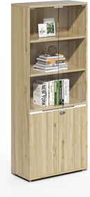 Houseland Profit Pro 02 magas irodai szekrény, natúr tölgyfa
