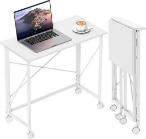 HOMCOM összecsukható gurulós számítógépasztal, 80 x 40 x 75 cm – modern, kompakt íróasztal otthonra és kis terekbe | Aosom