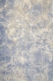 Isfahan Gyapjúszőnyeg Virágokkal Levelekkel Agnella Rhode Kék 160x240 cm