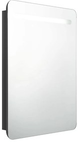 fényes fekete LED-es tükrös fürdőszobaszekrény 60 x 13 x 70 cm