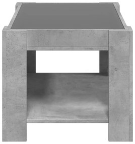 betonszürke szerelt fa dohányzóasztal LED-del 73 x 53 x 45 cm