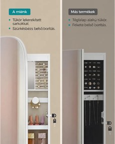 LED-es tükör ékszertárolóval 10×42×108 cm, fehér
