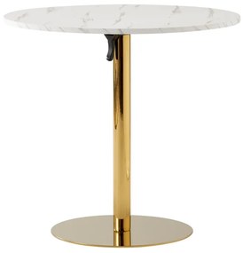 Étkezőasztal, világos márvány/gold króm - arany, átmérő 80 cm, LAMONT