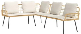 L-alakú kanapé természetes 231x173x78 cm polirattan
