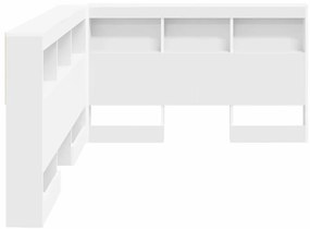 Tároló fejtámla polcokkal fejtámlával Fehér 120 cm Faanyag