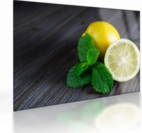 Citrom és a menta az asztalon képe (üvegen) (70x50 cm)