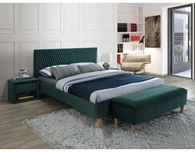 Azurro Velvet ágy 140 x 200 cm, sötétzöld