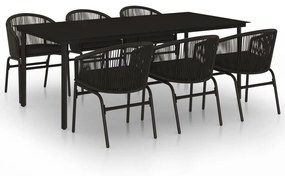 vidaXL 7 részes fekete kerti étkezőgarnitúra