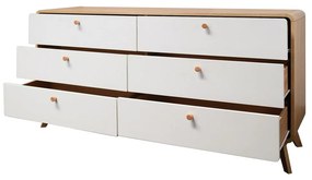 Fehér-natúr színű alacsony komód tölgyfa dekorral 150x74 cm Caitlin – Støraa
