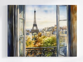 Poszter Párizs Erkély Ablak Eiffel-torony Ősz Kilátás 100x75