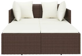 Barna polyrattan napozóágy párnával 182 x 118 x 63 cm
