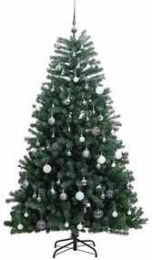 csuklópántos műkarácsonyfa 300 LED-del és gömbökkel 210 cm