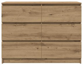 kézműves tölgy színű szerelt fa tálalószekrény 100x35x76 cm
