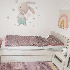 INSPIO Öntapadós falmatrica gyerekszobába - Akvarell nyuszi szívecskével