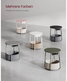 Kerek dohányzóasztal usb töltő porttal, kis asztal aljzattal, szürke-palaszürke