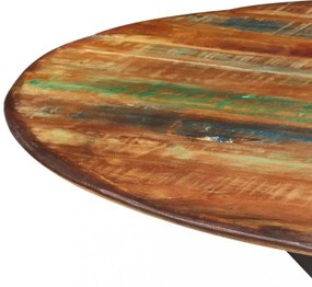 tömör újrahasznosított fa és acél étkezőasztal Ø110 x 78 cm