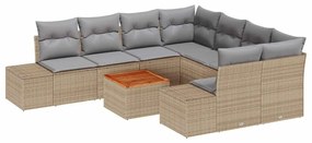 vidaXL Kerti Kanapé Szett párnával 9 pcs Bézs polirattan