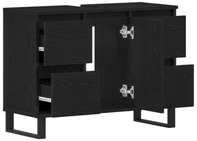 Fürdőszoba Székény fiókkal Musta tammi 80 x 33 x 60 cm Faanyag