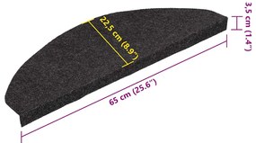 20 db fekete öntapadó lépcsőszőnyeg 65 x 22,5 x 3,5 cm