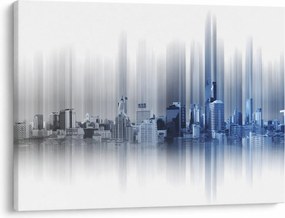 Kép - Panoráma a városra, kék-szürke (70x50 cm)