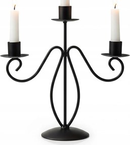 Gyertyatartó Kandeláber Fekete Fém Állvány 3 karos Gyertyatartó Asztal