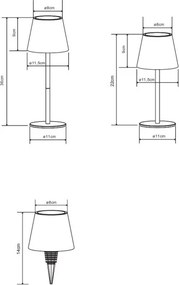 Globo 58488BL-LED VANNIE, fényerőszabályozható érintésvezérelt tölthető kültéri asztali lámpa 3W/5V IP54 1800mAh kék