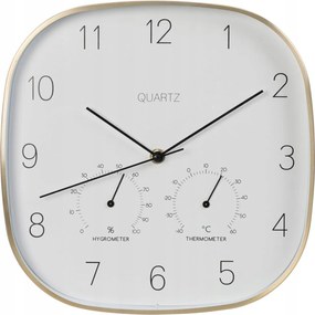 Falióra hőmérővel és higrométerrel 28,5cm Arany Fehér Függő