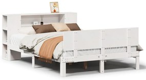 fehér tömör fenyőfa könyvespolcos ágy matrac nélkül 150x200 cm