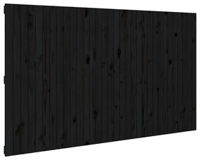 fekete tömör fenyőfa fali fejtámla 204x3x110 cm