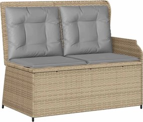 vidaXL bézs polyrattan dönthető kerti pad párnával