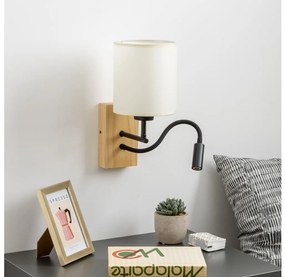 Brilagi -LED Rugalmas fali lámpa NUBILA WOOD 1xE27/25W/230V + LED/3W tölgy/fekete/krémes