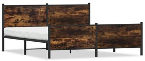 füstös tölgy színű fém ágykeret matrac nélkül 183 x 213 cm