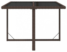 barna polyrattan és üveg kerti asztal 109 x 107 x 74 cm