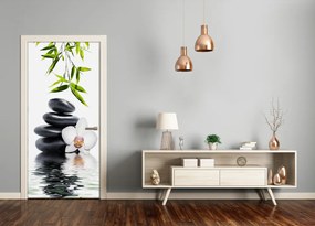 Poszter tapéta ajtóra Orchidea és kövek 75x205 cm