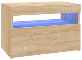2 db sonoma tölgy színű TV-szekrény LED-lámpákkal 60x35x40 cm