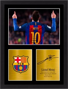 Leo Messi dedikált keretben Fc Barcelona ajándék rajongónak 30x20 cm