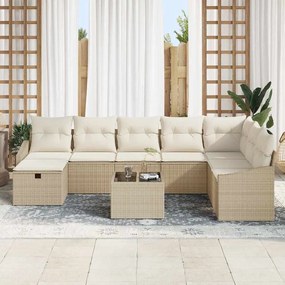 Kerti Kanapé Szett 9 pcs Bézs 55 x 62 x 69 cm Poli rattan