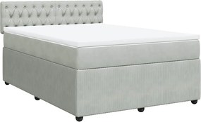 vidaXL világosszürke bársony rugós ágy matraccal 140x190 cm